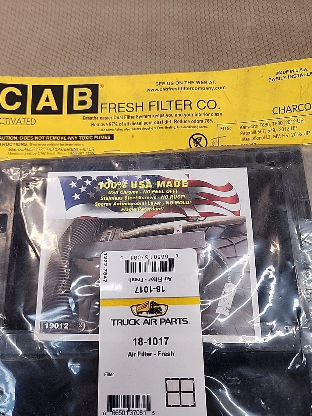 Cab Fresh Filter Co 19012 Cabin Air Filter Replaces Kenworth # X1987001