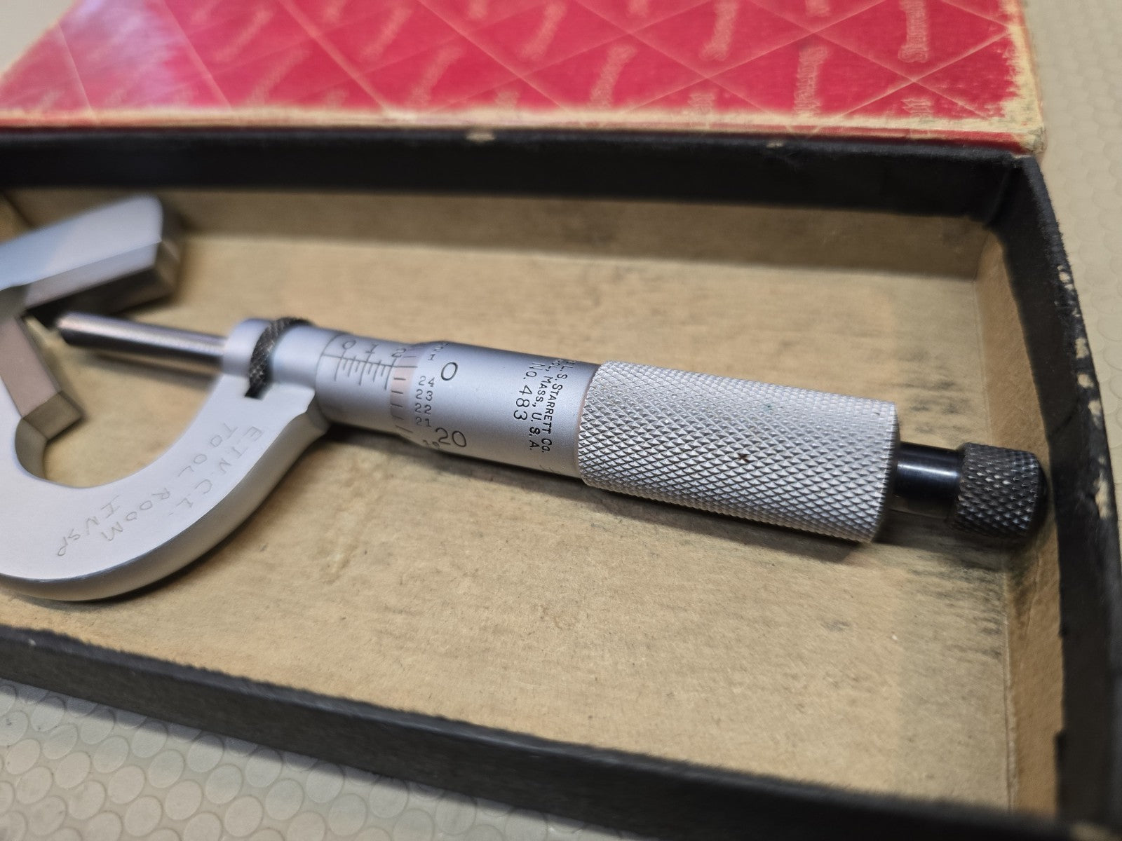 Starrett T483XRL-1 V-Anvil Micrometer .093-1" Range Ratchet Thimble Carbide V28