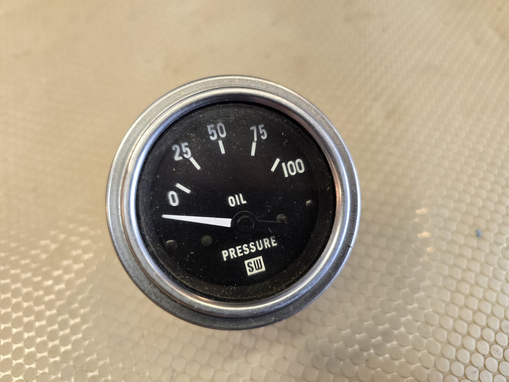 Stewart Warner Vintage 2 1/16"  80 lbs Oil Pressure Big Large Logo Gauge