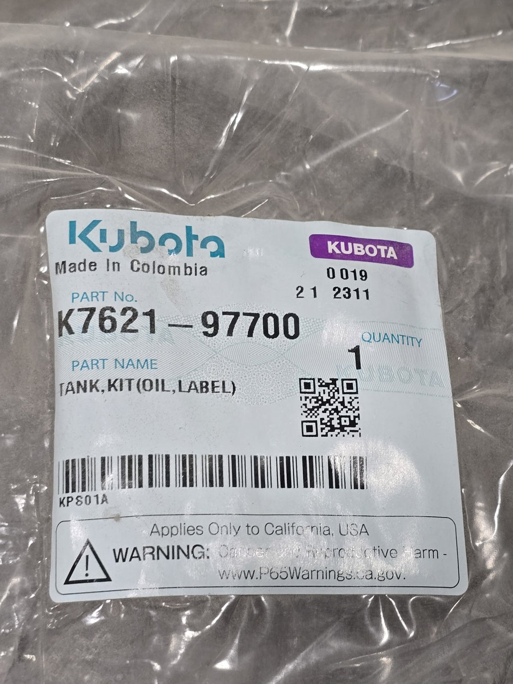 Kubota OEM K7621-97700 Hydraulic Oil Tank RTV-X1140 Utility Vehicle OEM New