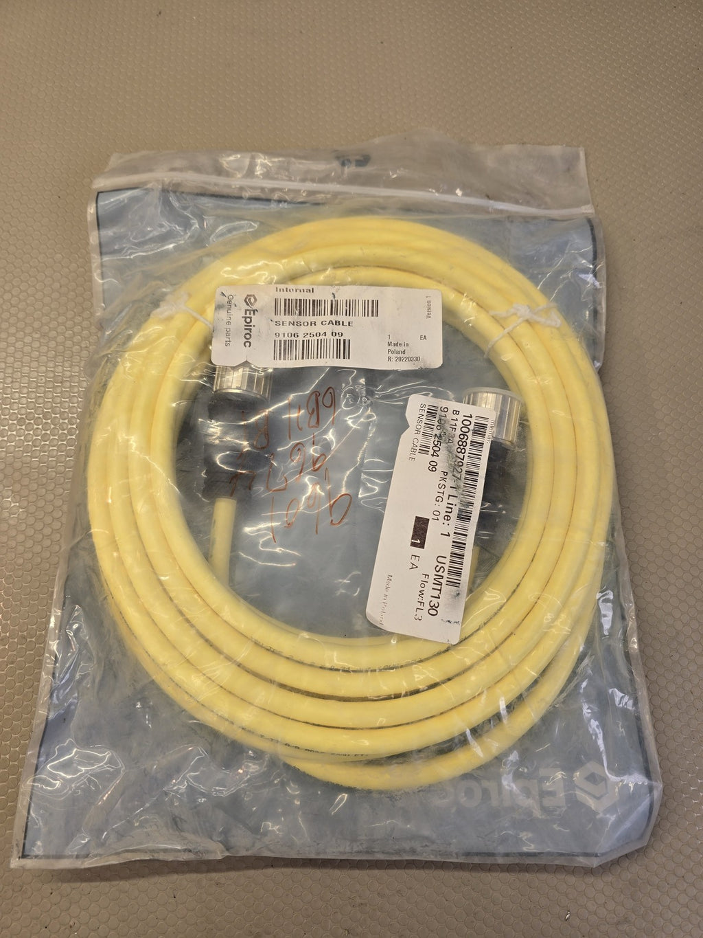 Epiroc 9106 2504 09 Genuine Parts Sensor Cable New