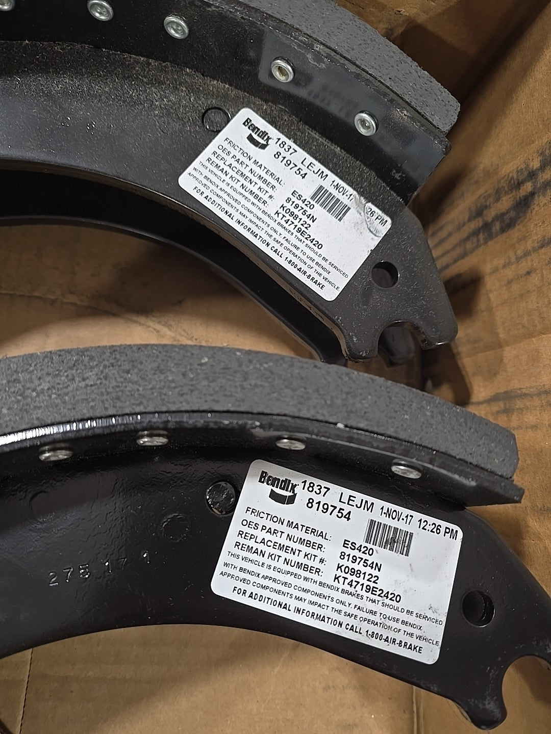 2x 819754N BENDIX BRAKE SHOE INTERNATIONAL 2596195C91 BRAKE SHOE Bendix 1837