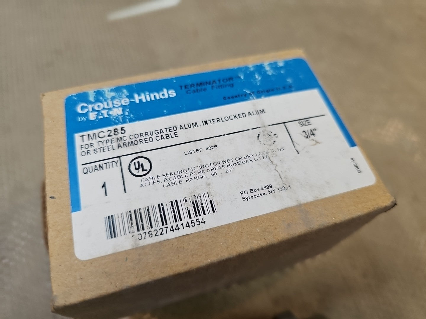 Crouse-Hinds TMC285 3/4" Terminator Cable Fitting for MC Range .60-.85 Aluminum