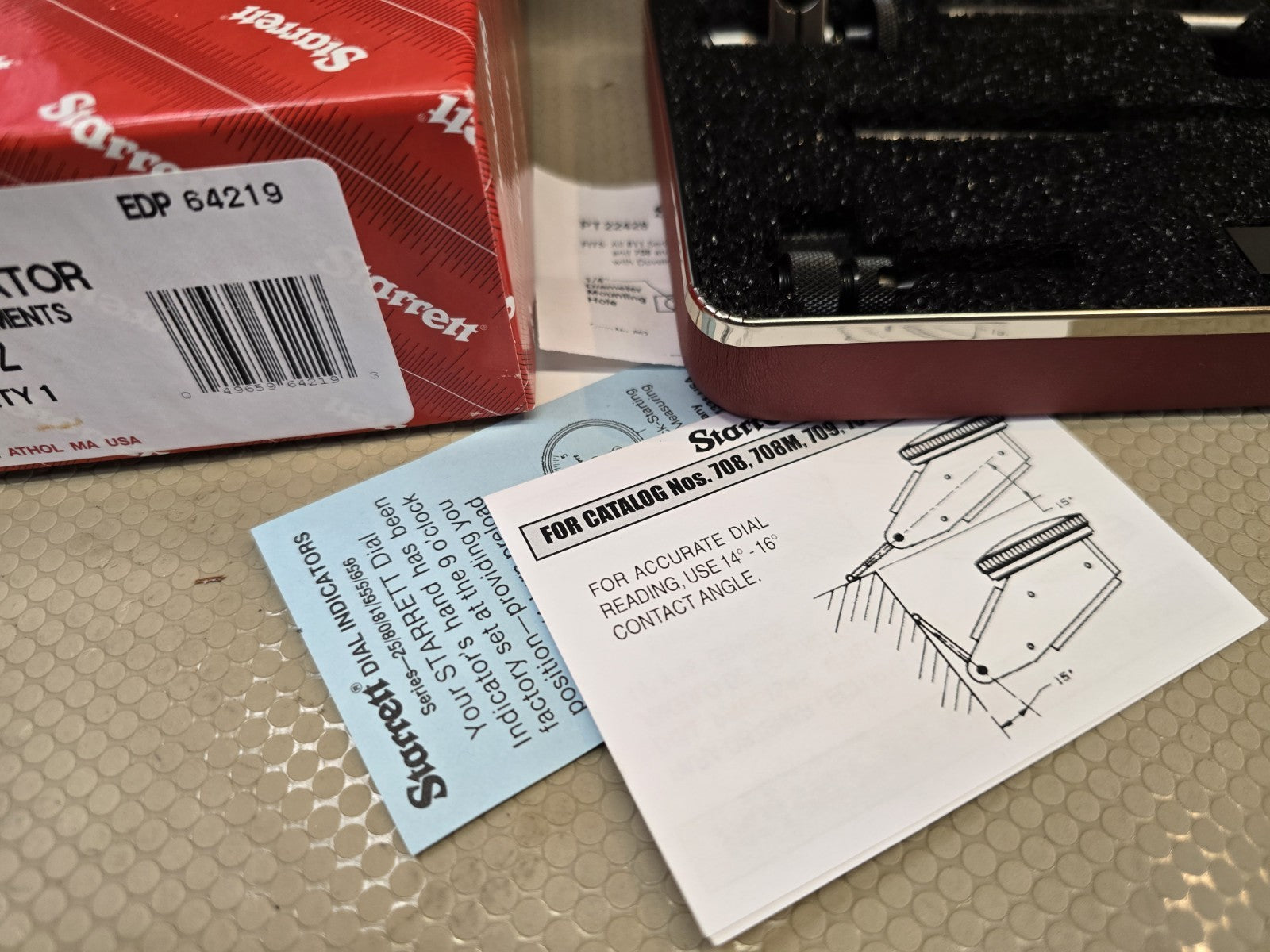 STARRETT 709ACZ Dial Test Indicator, Dovetail, Steel Attachments only *MINT*