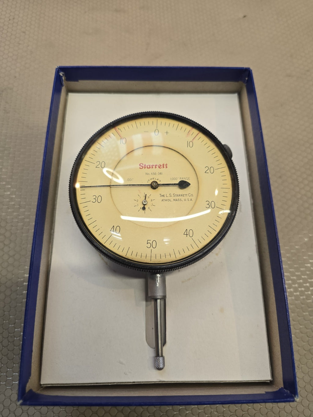 STARRETT #656-341 .001"- 1.000" 0-50-0 DIAL TEST INDICATOR 3.5" DIA. FACE