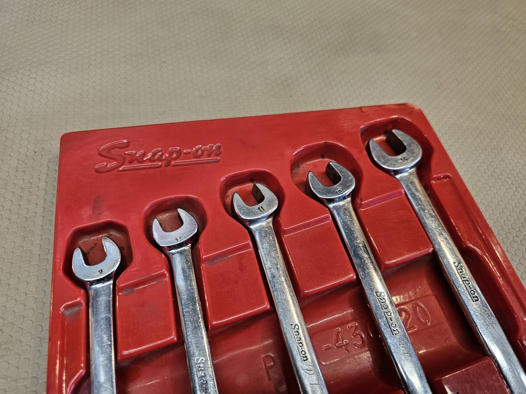 Vintage Snap On Tools RXS 5 Piece Open End & Flare Nut Wrench Set In Tray *NICE!