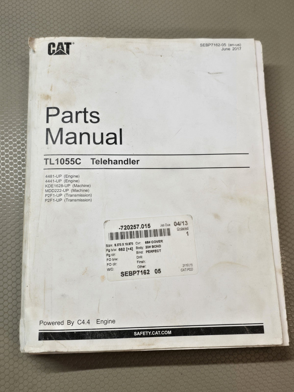 Caterpillar Cat TL1055C Telehandler Parts Catalog Manual