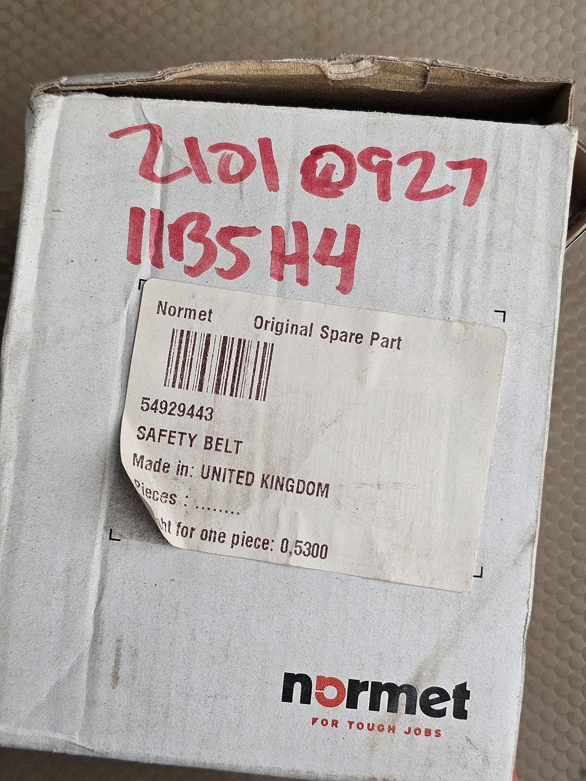 Normet 54929443 Safety Belt OEM Spare Part for Mining & Tunneling Equipment NOS