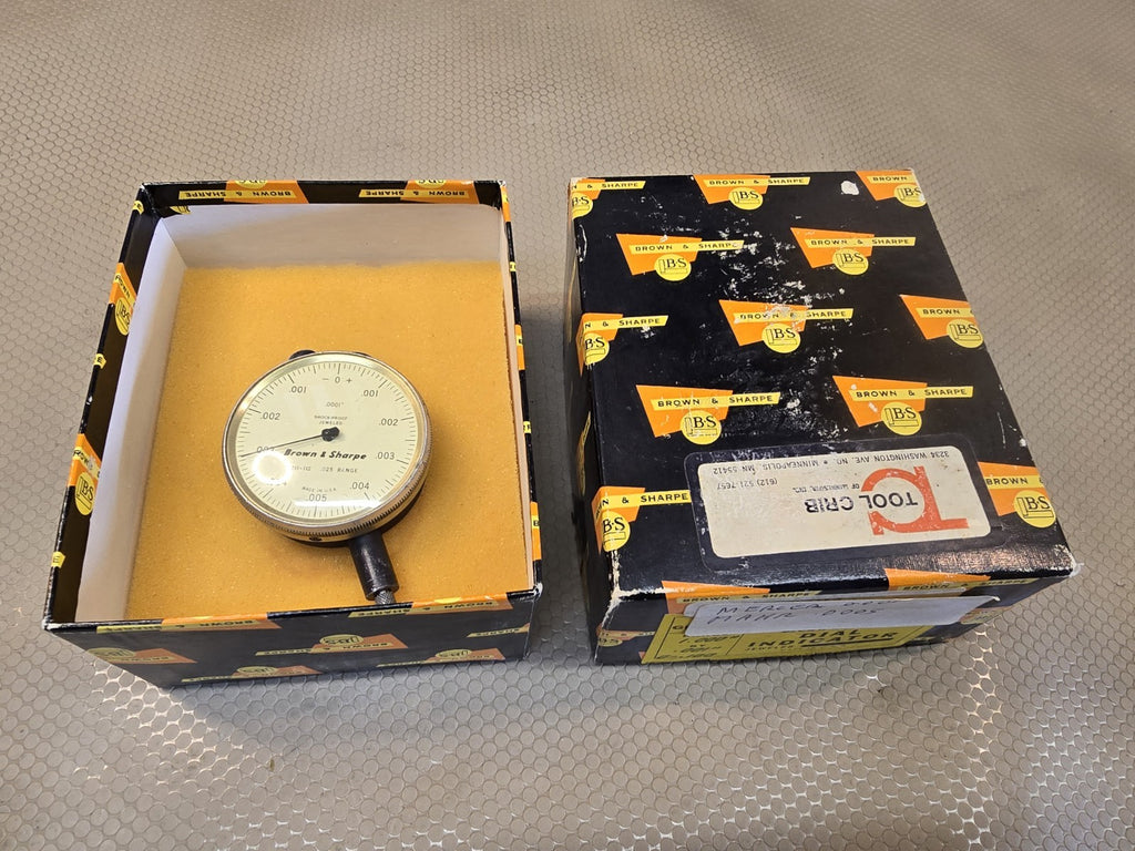 BROWN & SHARPE DIAL INDICATOR MADE IN USA Vintage Gold Style with Box 8211-112