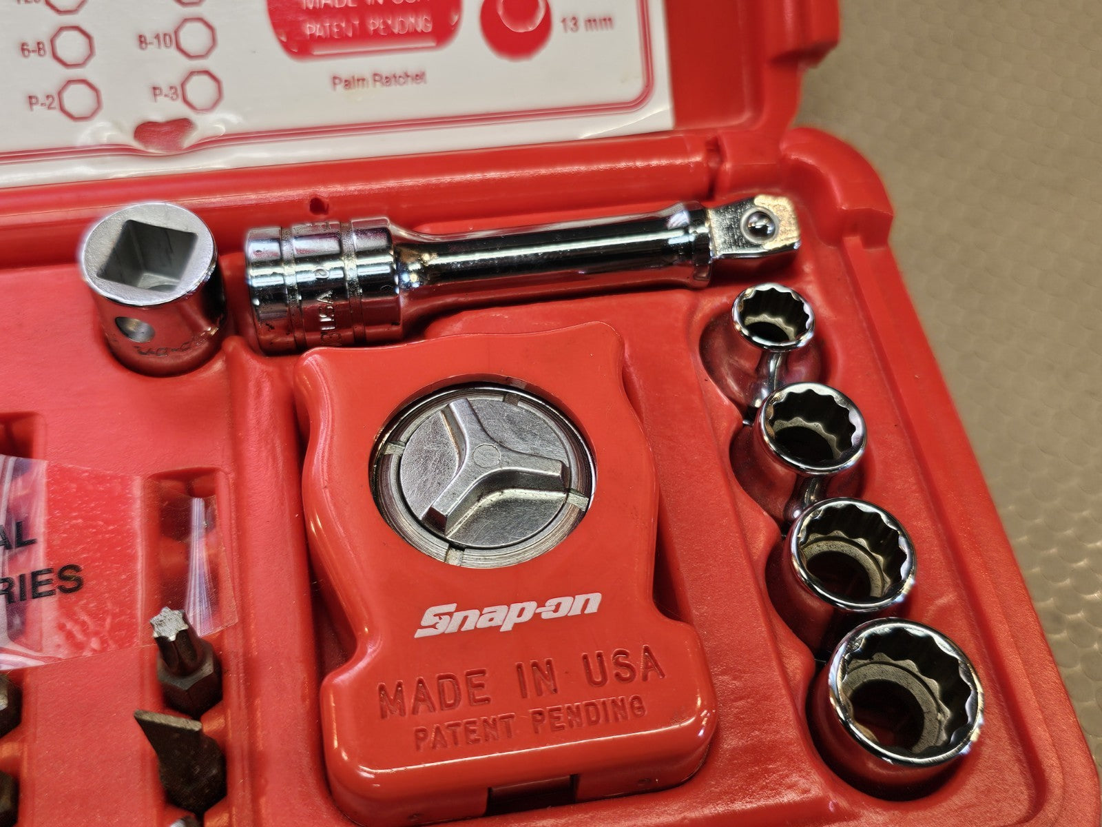 Snap On USA 3/8" Drive Palm Ratchet Kit No 117PALMSTR like NOS