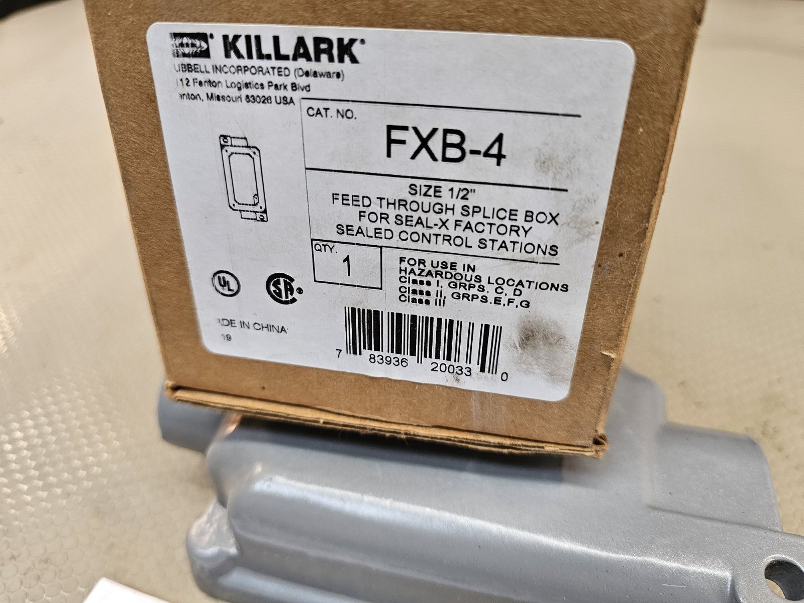 Killark FXB-4, 3/4" Hub, 1-Gang, Aluminum, Control Station Splice Box