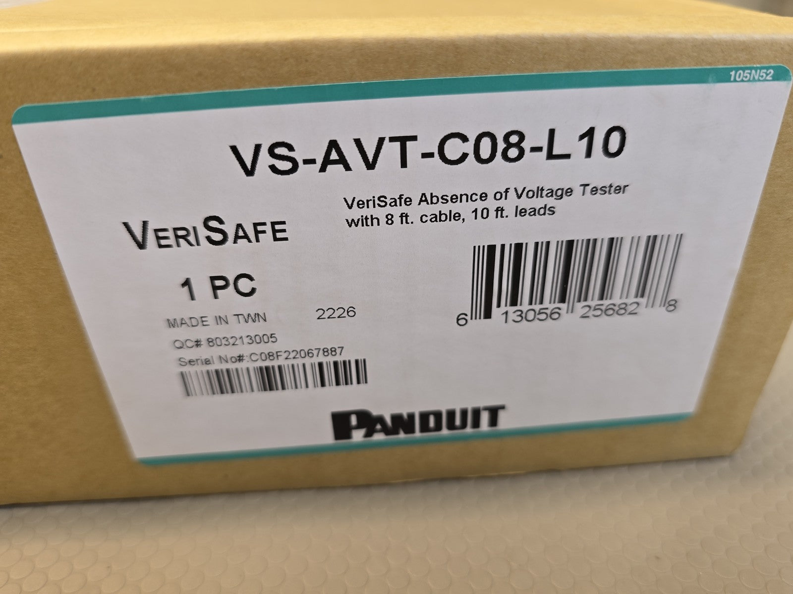 Panduit VS-AVT-C08-L10 VeriSafe Absence of Voltage Tester 8ft Cable 10ft Leads N