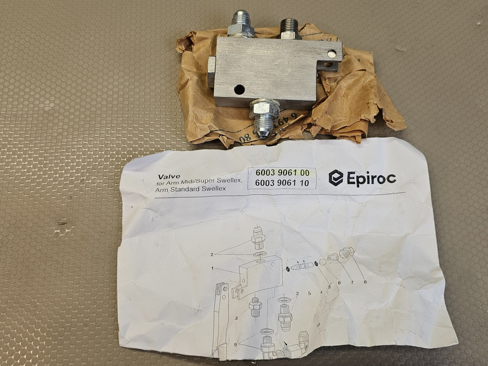 Epiroc 6003 9061 00 Valve for Arm Midi/Super Swellex Drill Rig