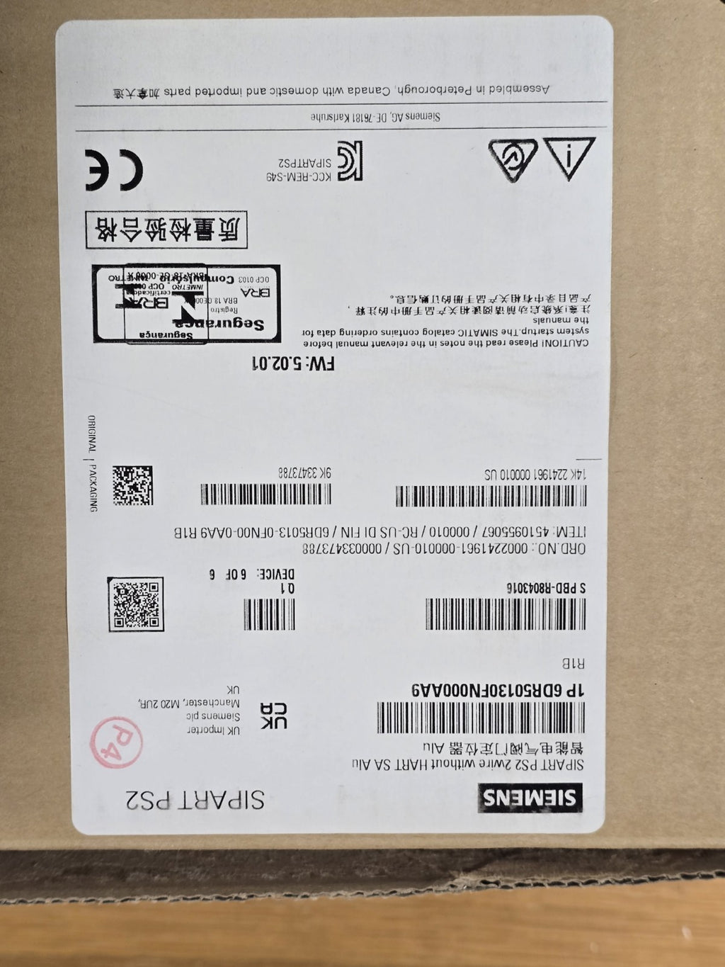 Siemens 6DR5013-0FN00-0AA9 SIPART PS2 Smart Electropneumatic Valve Positioner