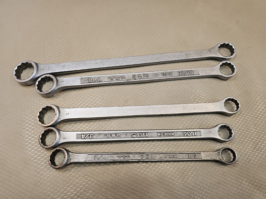 Plomb PLVMB Pebble Finish Double Box SAE Wrench Set  - Vintage LARGE Sizes 1+