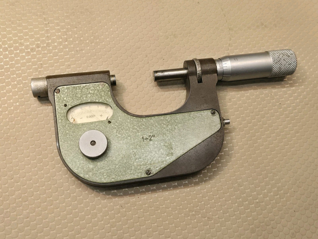 VIS 1–2 Inch Dial Micrometer .0001 Graduation With Wood Case Made In Poland