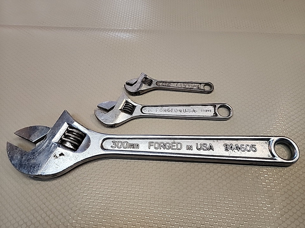Vintage Craftsman Adjustable Wrench Set USA 4” 6” 12” Lot