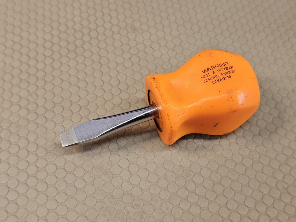 Snap-on SDD1 1/4" x 1-1/2" Hard Orange Handle Flat/Slotted Stubby Screwdriver US