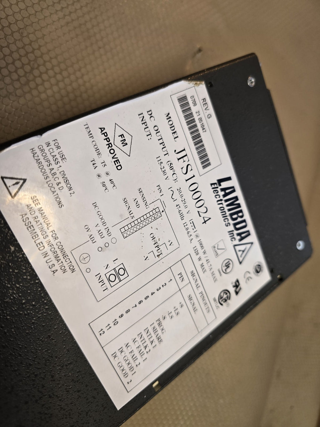 LAMBDA ELECTRONICS JFS100024, POWER SUPPLY,EH