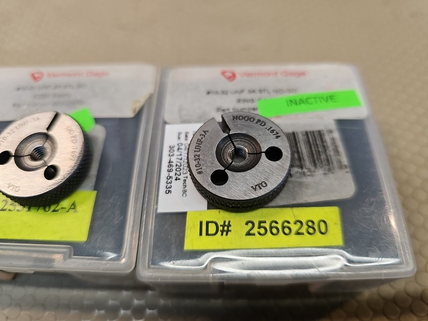 GF Gage Threaded Inspection Ring Gage 10-32 Thread, UNF-3A GO & NO GO