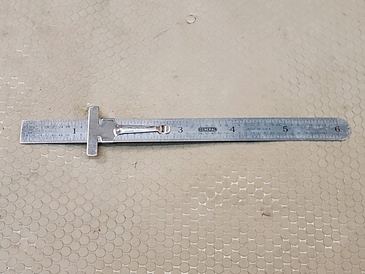 GENERAL TOOLS # 300   6" STAINLESS STEEL POCKET RULER W/ DEPTH GAUGE - USED