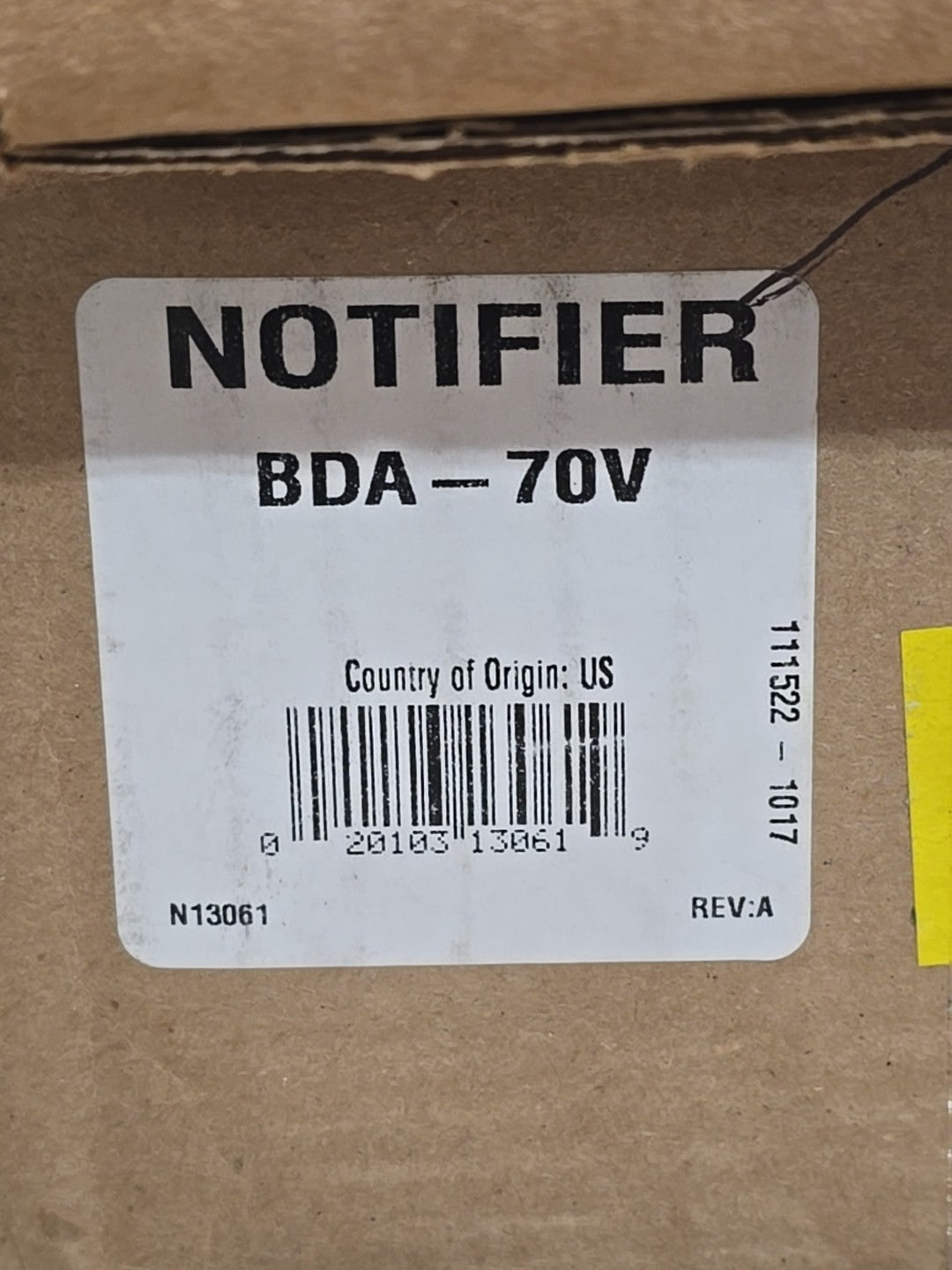 Notifier BDA-70V Back Up Digital Audio Amplifier for DAX or DAA2 Series, 70V