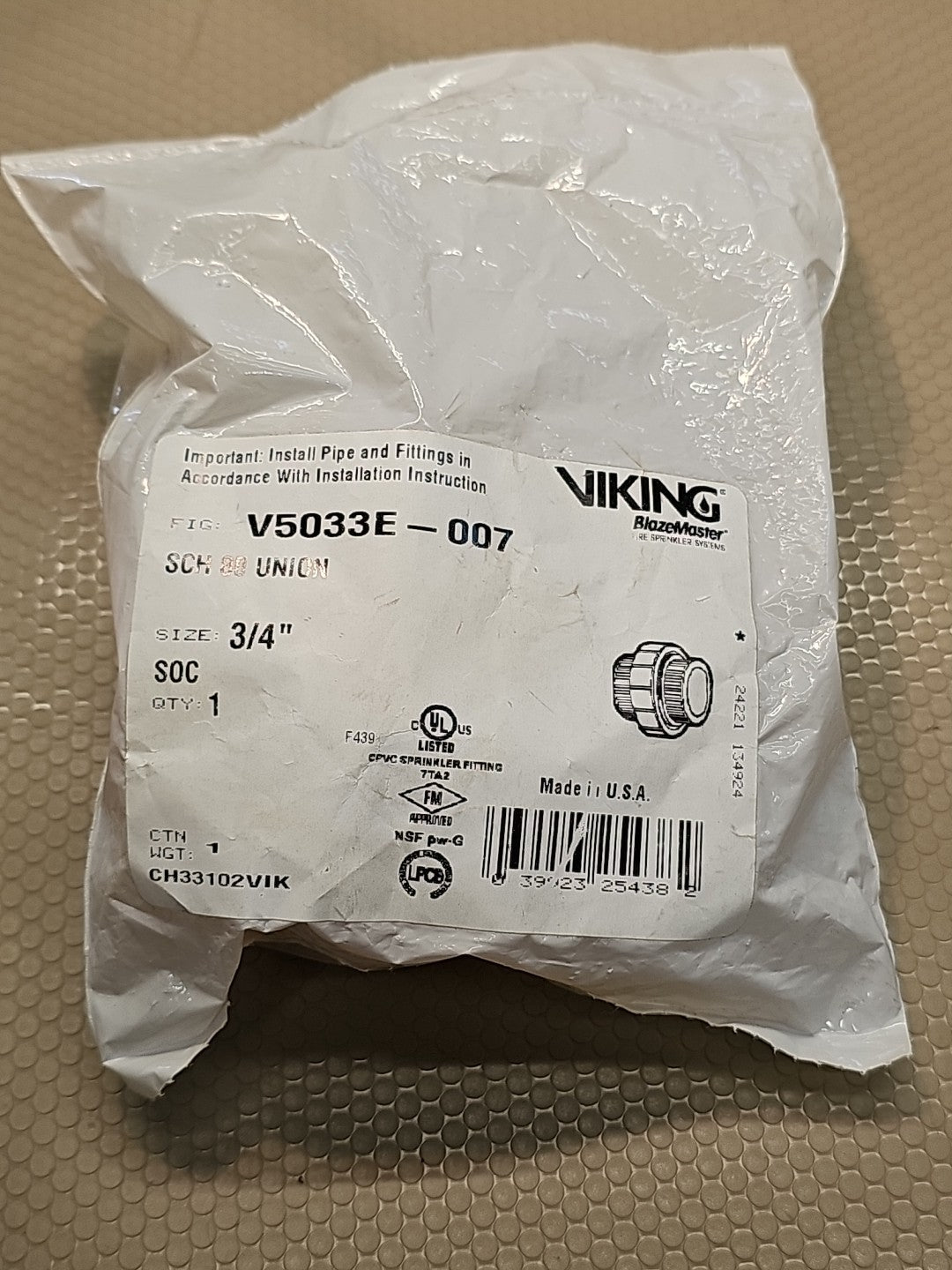 CPVC Union 3/4 in. | Viking BlazeMaster™ V5033E-007