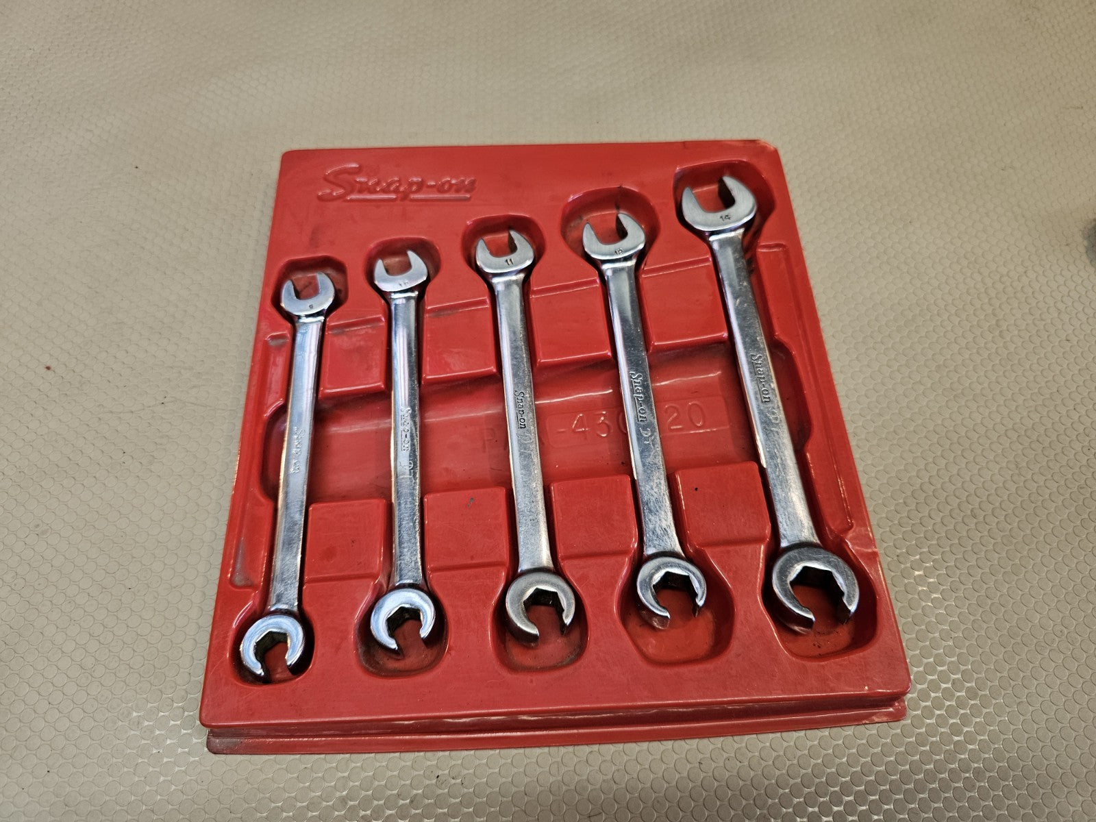 Vintage Snap On Tools RXS 5 Piece Open End & Flare Nut Wrench Set In Tray *NICE!