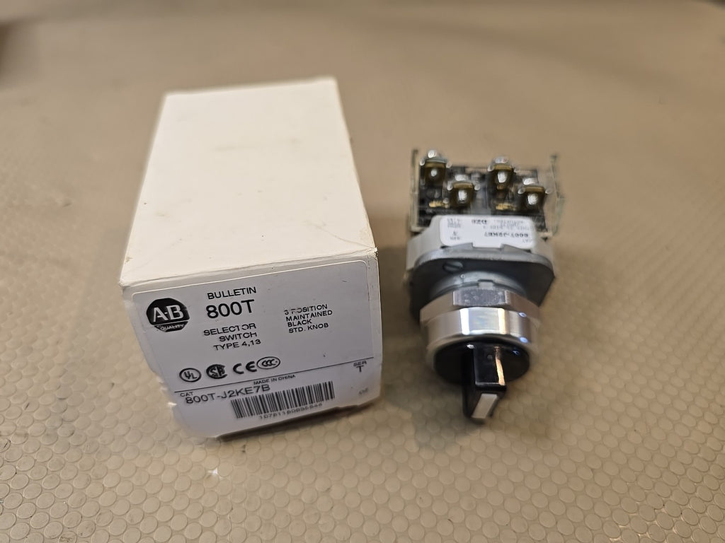 ALLEN BRADLEY 800T-J2KE7B SELECTOR SWITCH 3 POSITION MAIN 2NO/2NC SERIES T NIB