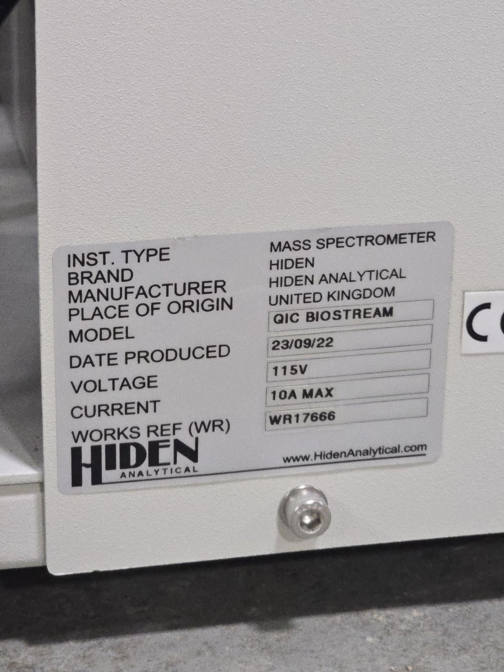 Hiden Analytical QIC BioStream Mass Spectrometer System Fermentation Gas Analyze