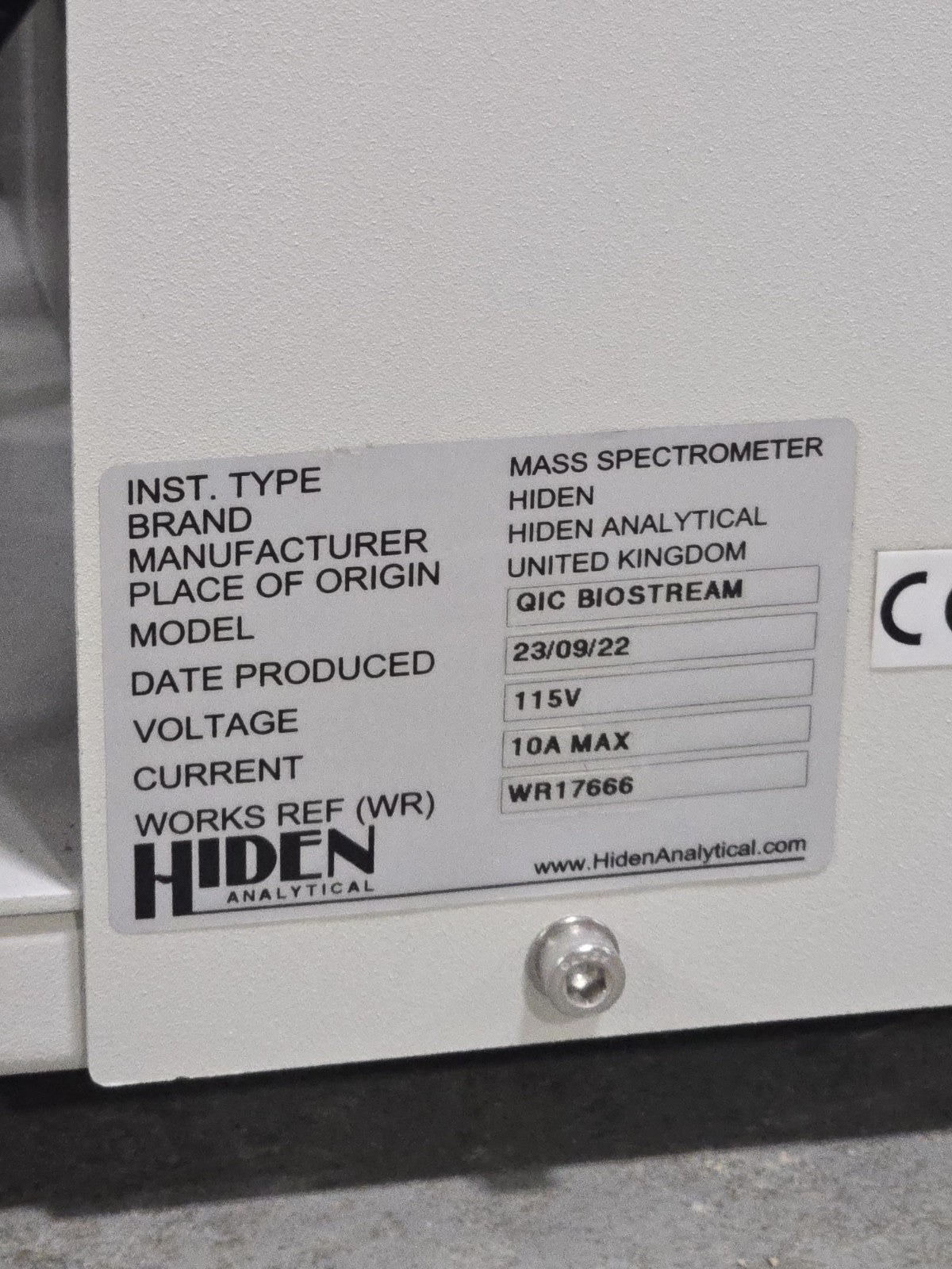 Hiden Analytical QIC BioStream Mass Spectrometer System Fermentation Gas Analyze