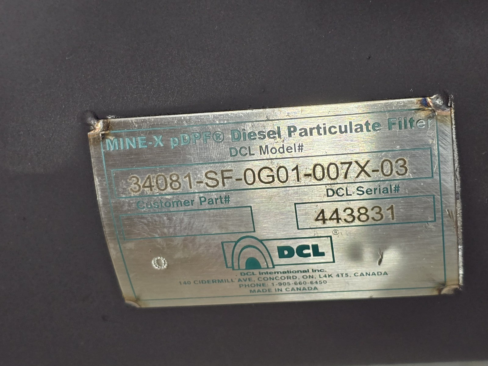 NEW DCL MINEX Diesel Particulate Filter DPF 34081-SF-0G01-007X-03 Catalytic 