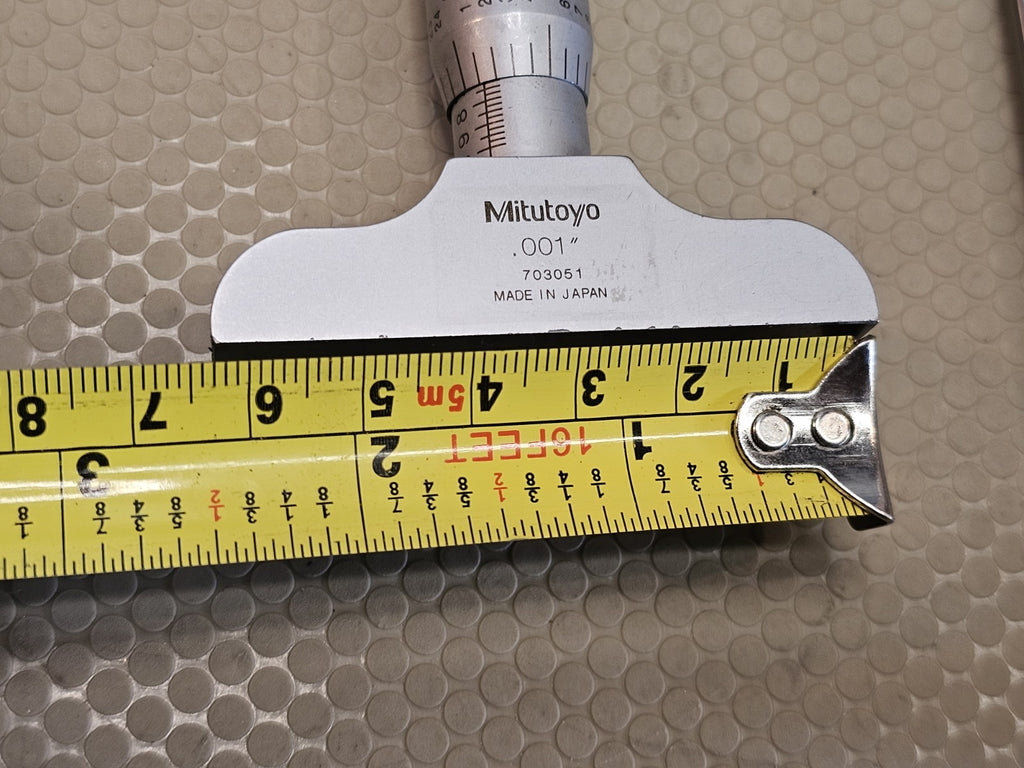 MITUTOYO DEPTH MICROMETER 129-131 2.5 Inch Base with 3 rods MADE IN JAPAN