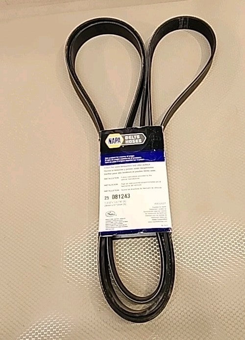 NAPA Auto Parts 25 081243 V-Ribbed Belt (Standard) K08 1-3/32" X 124-7/8" NEW