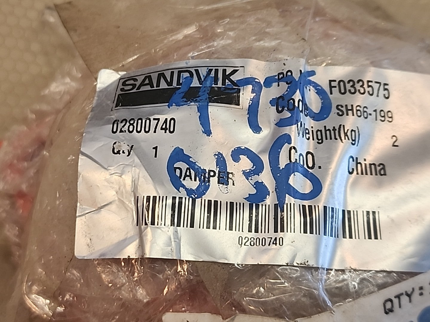 Genuine Sandvik 02800740 Damper for LH307 Loader Crane Stopper Discontinued  OEM