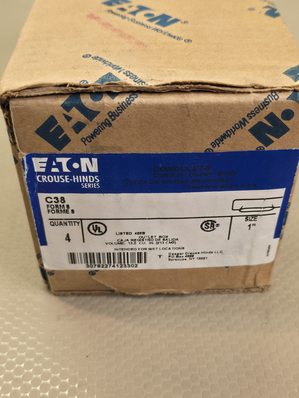 4 PC! Eaton Crouse-Hinds C38 1" C-Type Form 8 Condulet Conduit Outlet Body 4-Pac