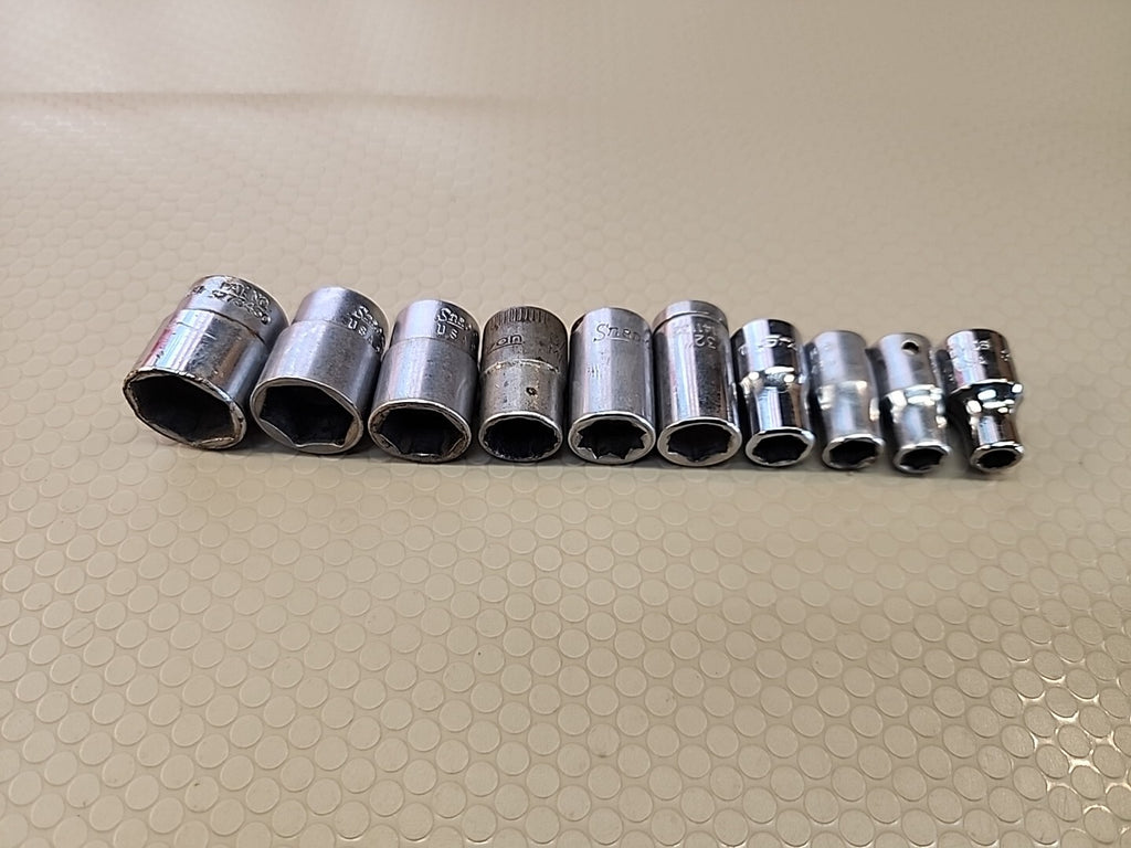 Snap On 1/4" Drive 10 Pc SAE Shallow 6/mixed Point Chrome Socket Set 