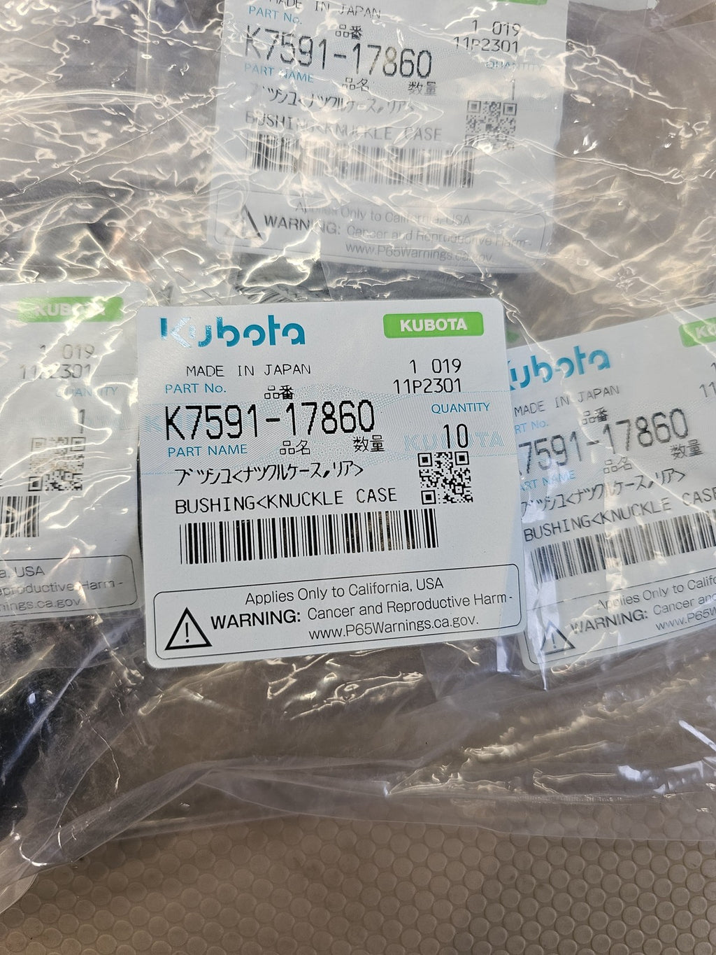 10 PACK Kubota OEM K7591-17860 Knuckle Case Bushing OEM Tractor RTV Japan