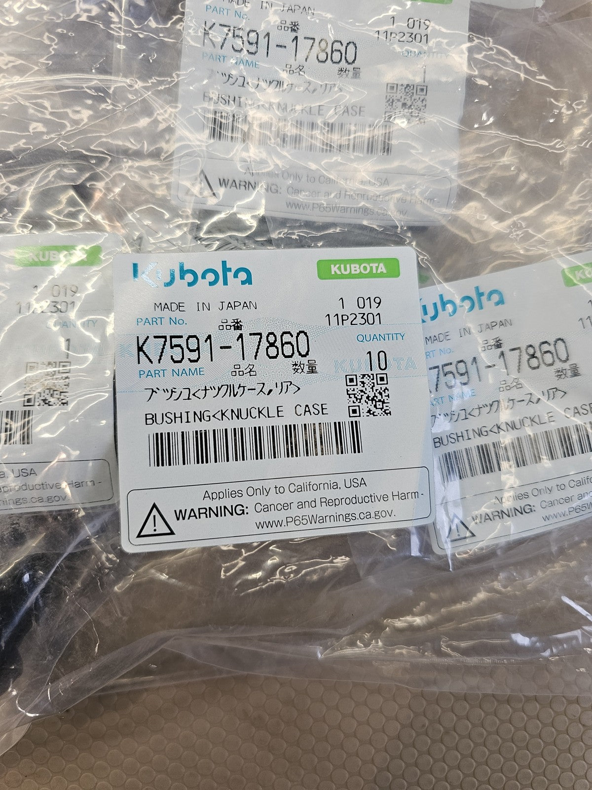 10 PACK Kubota OEM K7591-17860 Knuckle Case Bushing OEM Tractor RTV Japan