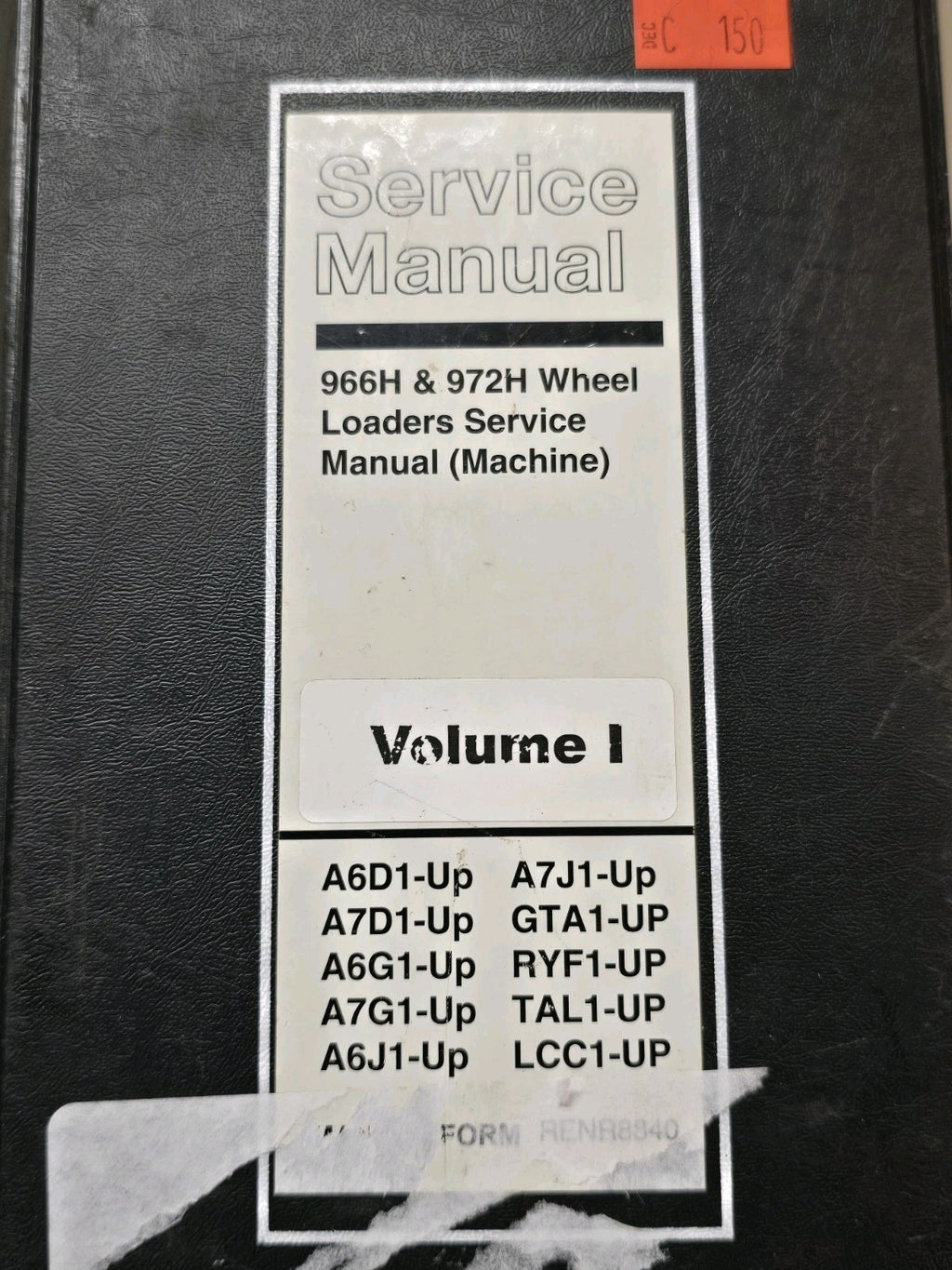 CAT CATERPILLAR 966H 972H WHEEL LOADER SERVICE SHOP REPAIR BOOK MANUAL VOLUME I