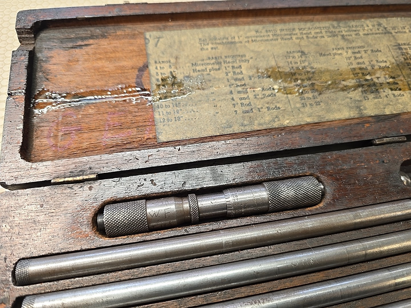 Lufkin/Starrett 681 681C 4-24" Inside Micrometer Set in Wooden Case