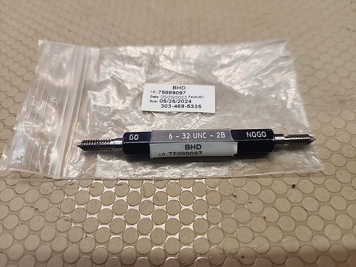 6 32 UNC 2B THREAD PLUG GAGE #6 .138 GO NO GO P.D.'S = .1177 & .1214 NC-2B (T27)
