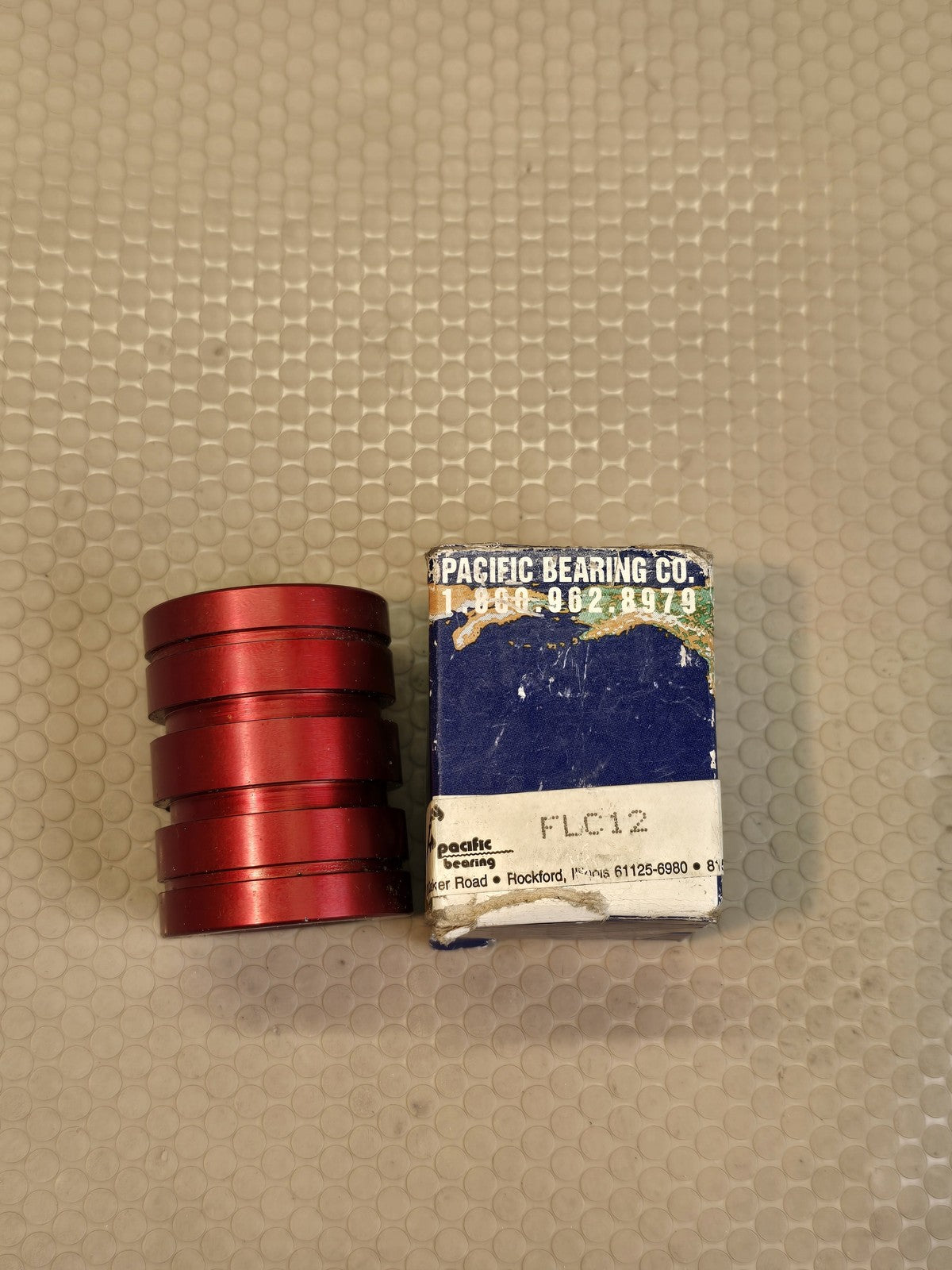 Pacific Bearing FLC12 3/4" ID Closed Plain Linear Bearings Red Anodized Lot of 4