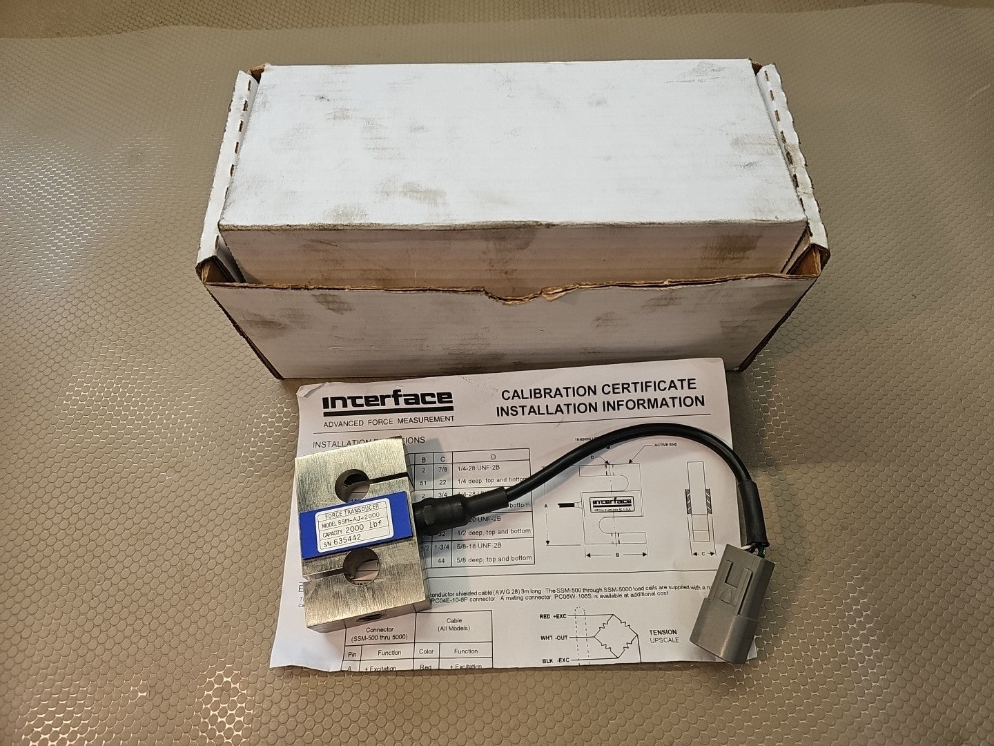 Interface SSM-AJ-2000 Force Transducer | 2000 lbf Capacity | Sealed S-Type Load 