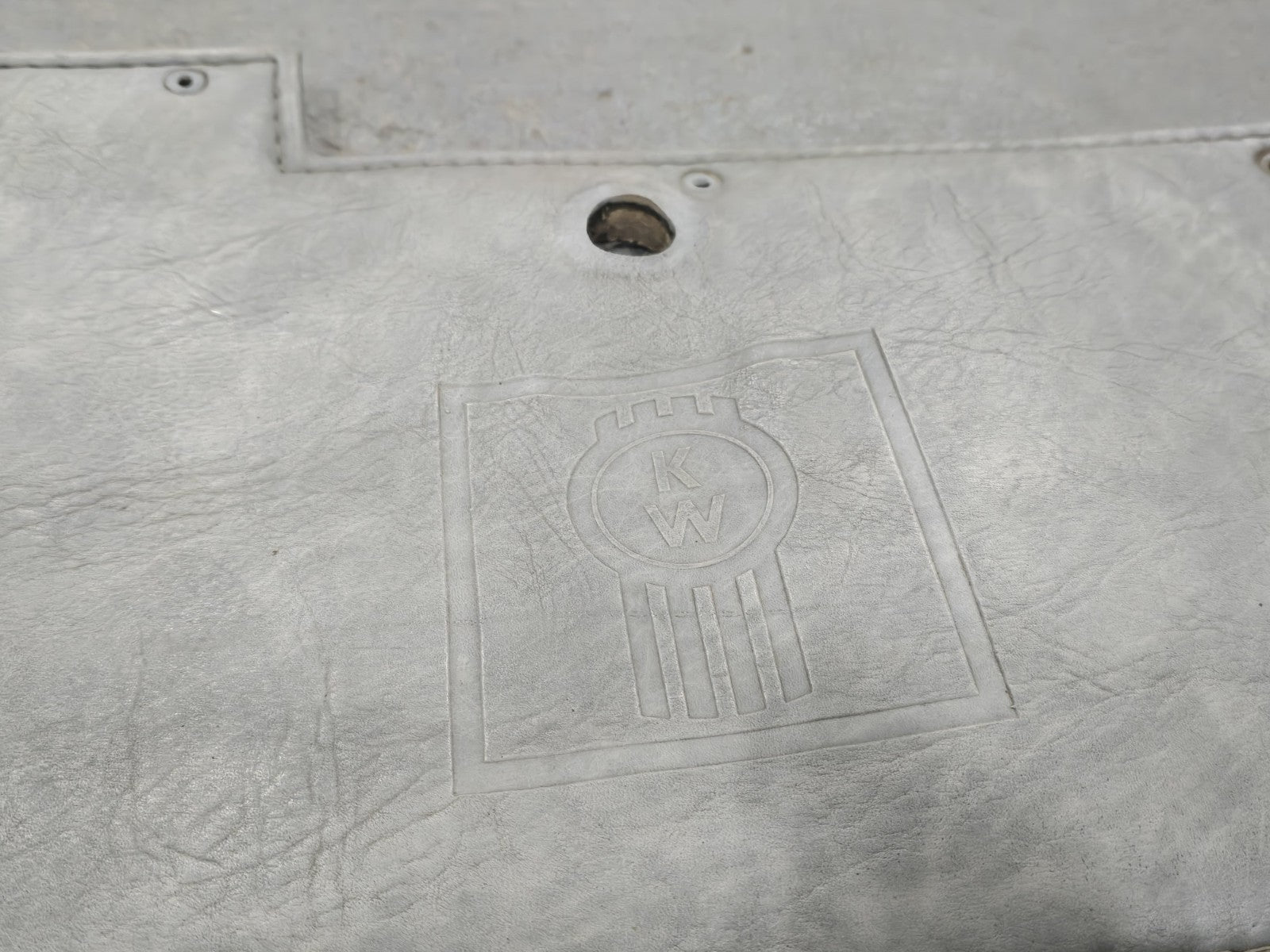 Kenworth OEM! Truck Interior Door Panel Gray Vinyl Pleated Carpet 1999 KW Logo