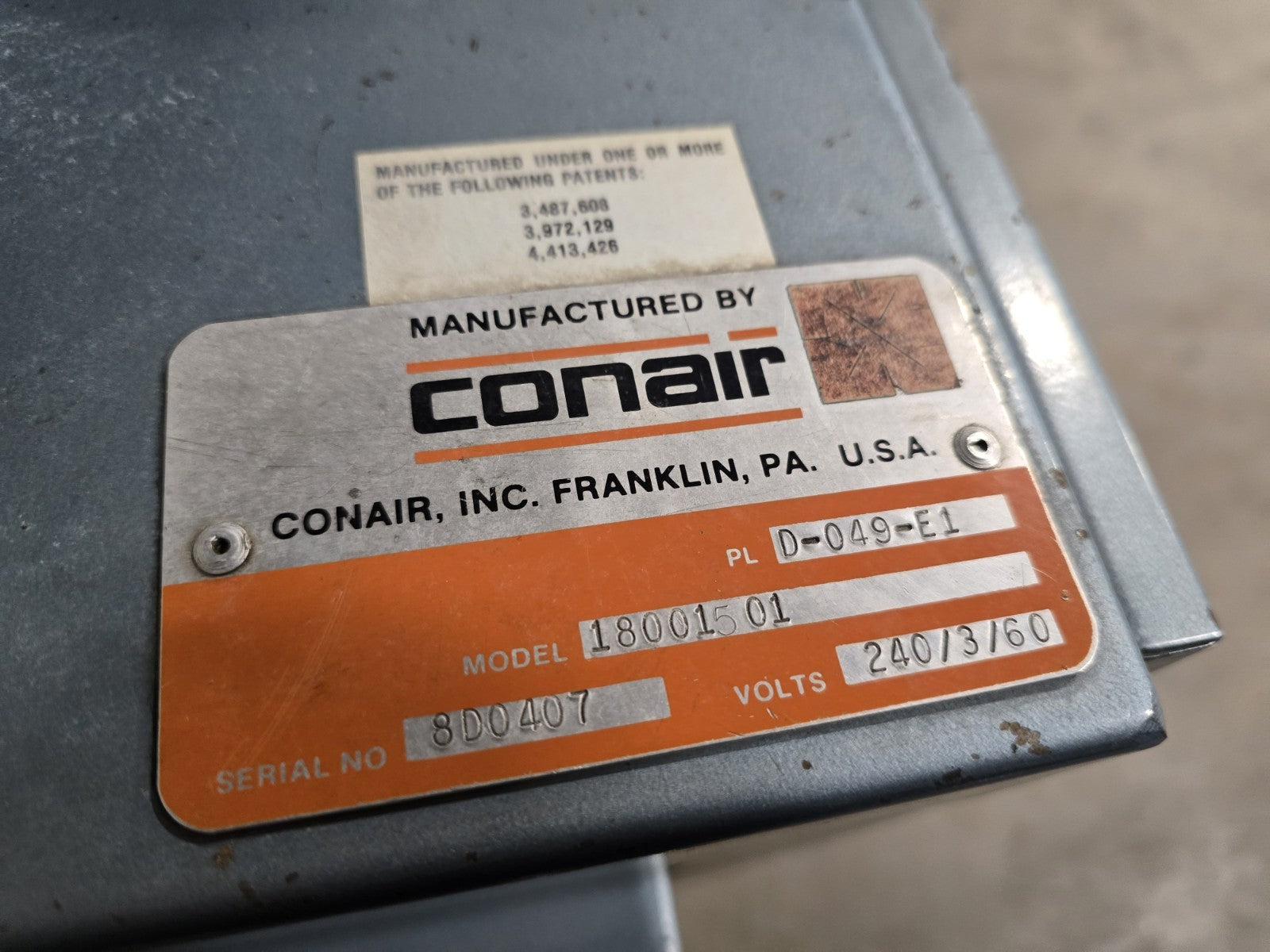CONAIR FRANKLIN Desiccant Dryer Air Dryer Industrial D60 #134165 *WORKING*