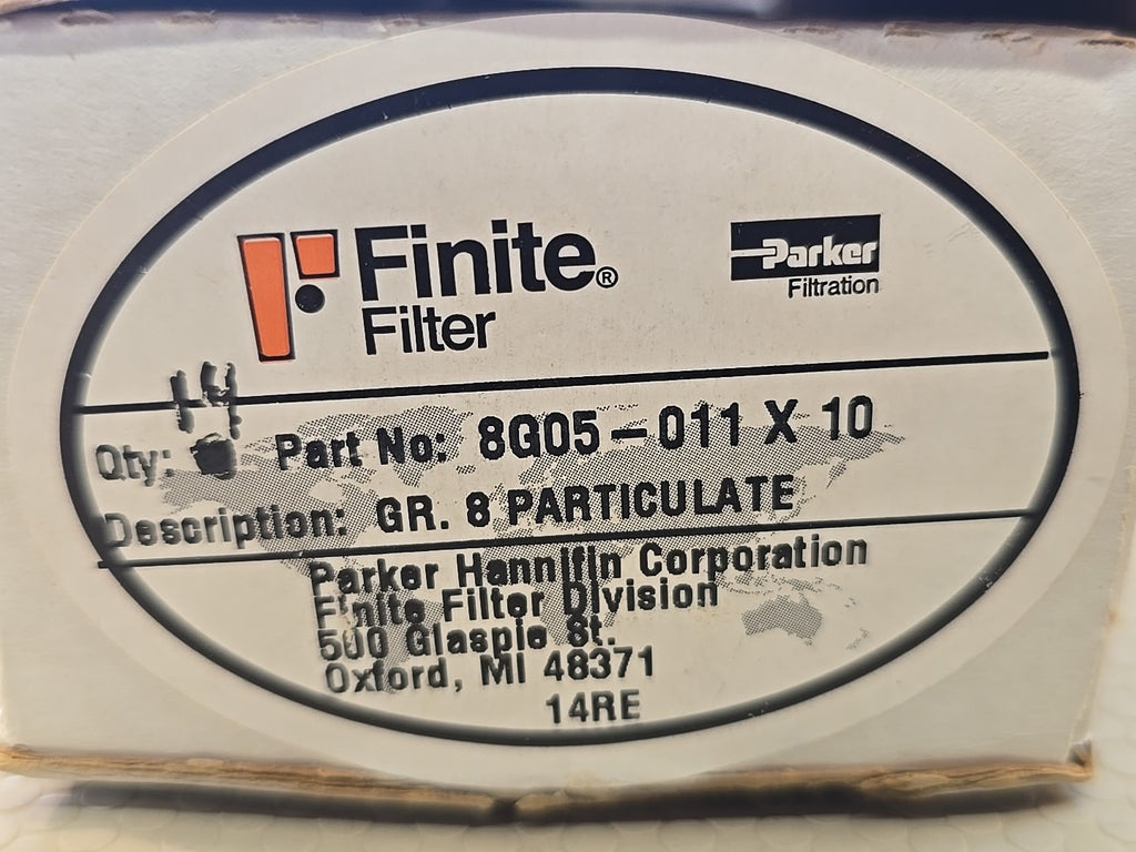 Finite Filter 8g05-011 X 10 (14) Gr. 8 Particulate Coalescer Filters Parker