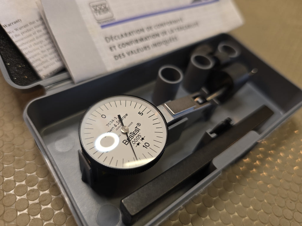 TESA Bestest Brown & Sharpe 599-7034-3 Dial Test Indicator 0.020" Range Long Sty