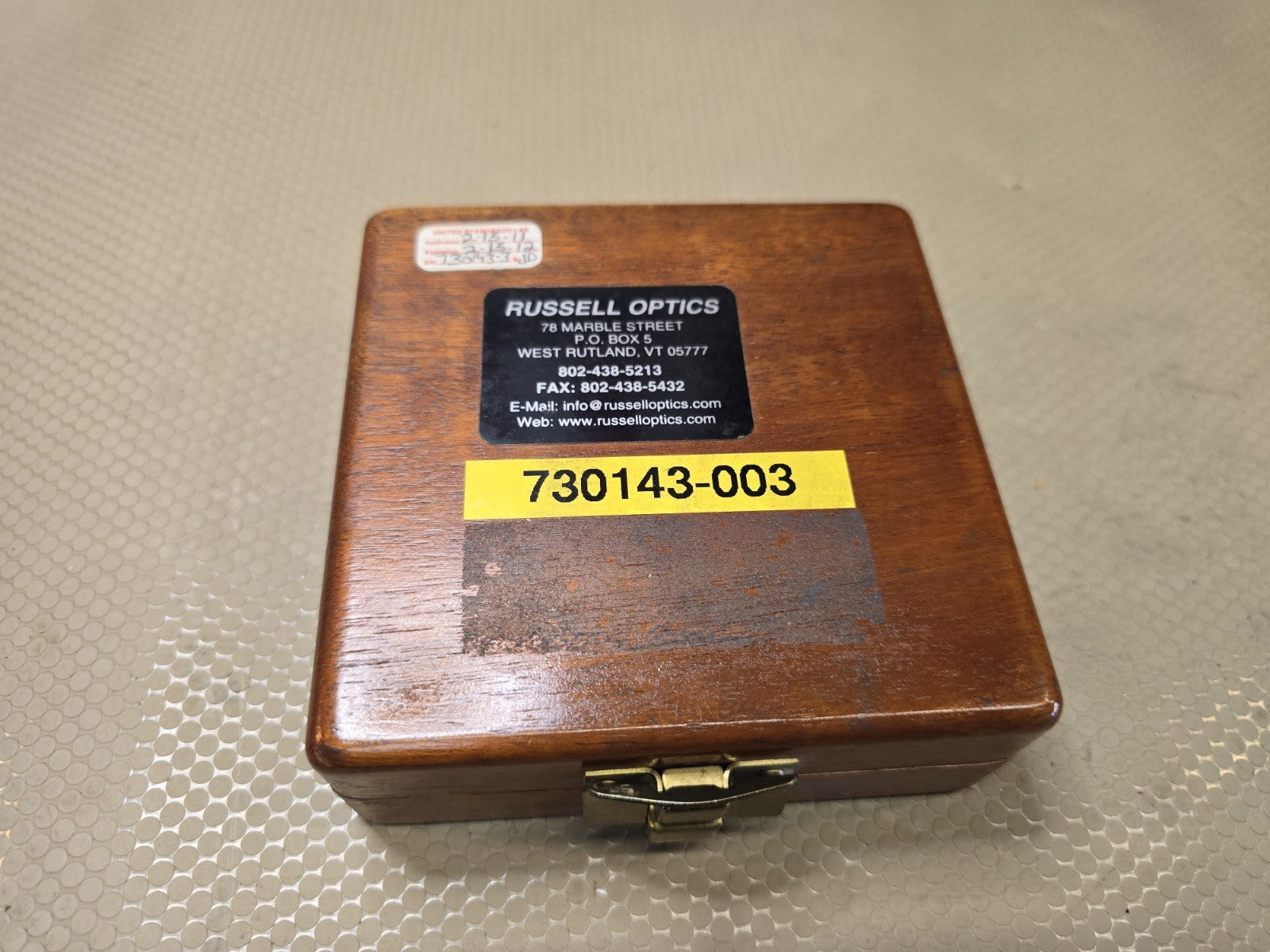 RUSSELL OPTICS OPTICAL FLAT 2" .000002" CERT