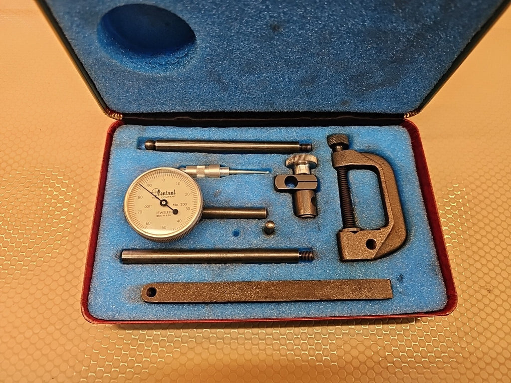 CENTRAL TOOLS No. 200 -  DIAL INDICATOR MEASURING SET W/CASE *MINT*